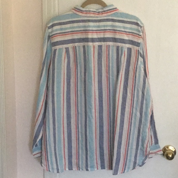 L.L. Bean Awning Striped Button Front Shirt 2X - Picture 5 of 7